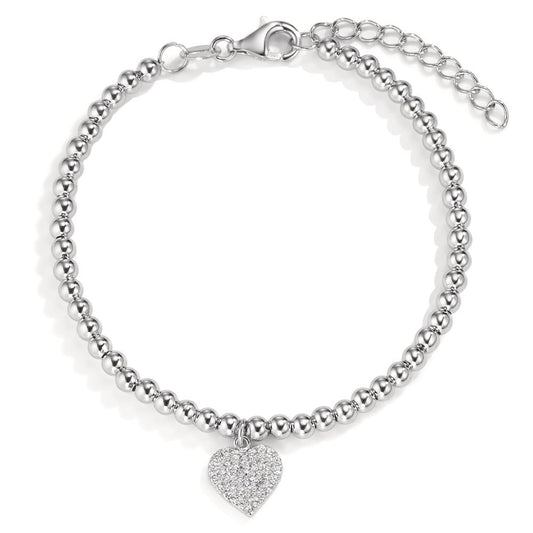 Bracciale Argento Zirconia rodiato Cuore 16-18.5 cm