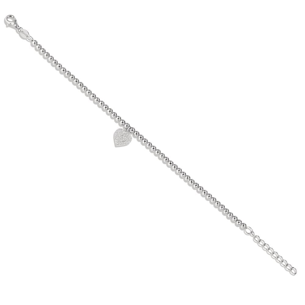 Bracciale Argento Zirconia rodiato Cuore 16-18.5 cm