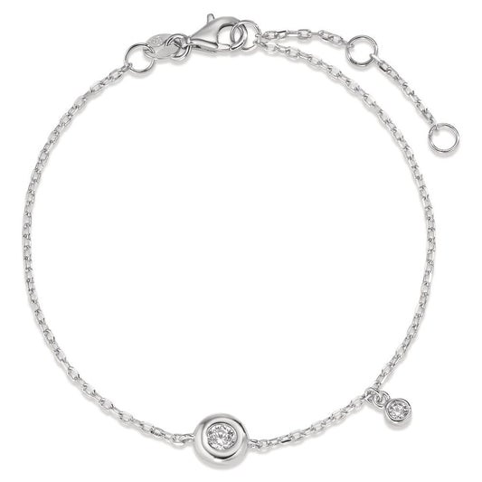 Bracciale Argento Zirconia 2 pietra rodiato 16-19 cm