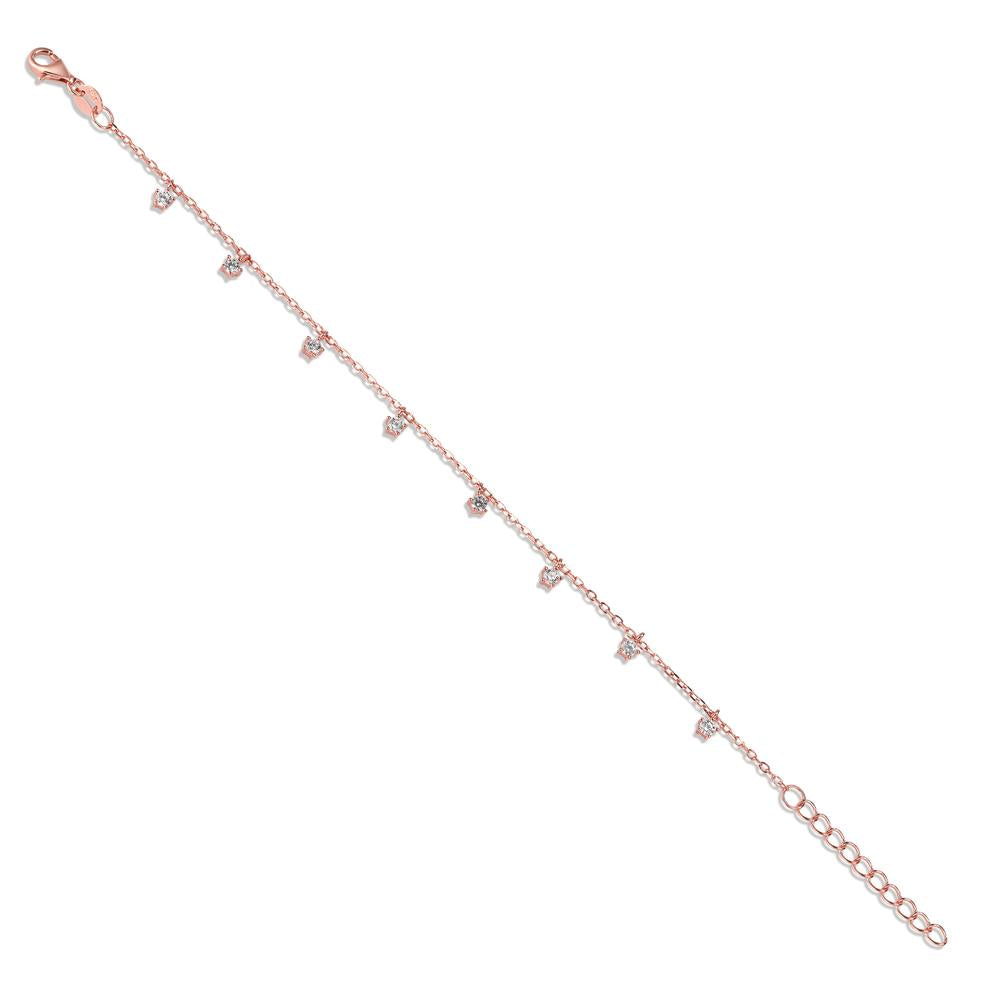 Bracciale Argento Zirconia 8 pietra rosa dorato 15-18 cm