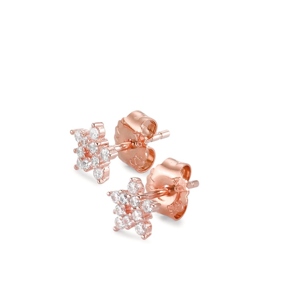 Orecchini a bottone Argento Zirconia rosa dorato Stella Ø6.5 mm