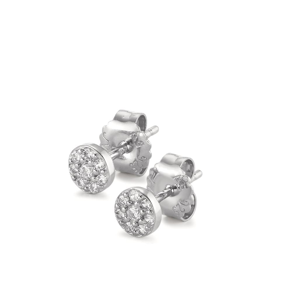 Orecchini a bottone Argento Zirconia rodiato Ø5 mm