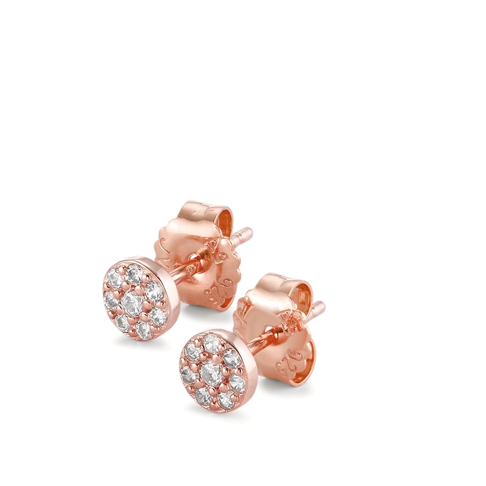 Orecchini a bottone Argento Zirconia rosa dorato Ø5 mm