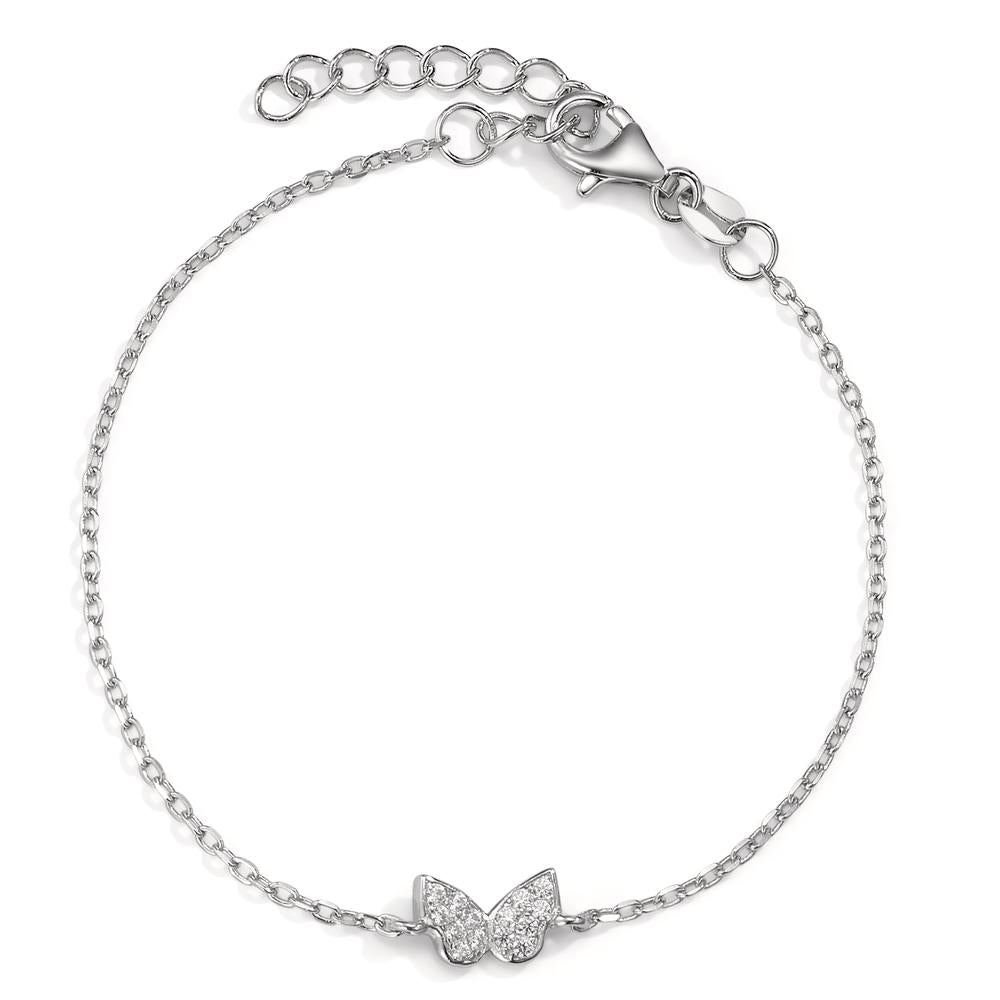 Bracciale Argento Zirconia turchese rodiato Farfalla 15.5-18.5 cm