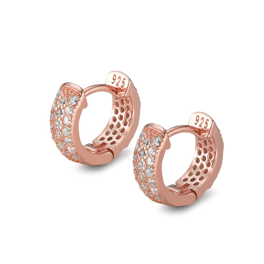 Orecchini circolari Argento Zirconia rosa dorato