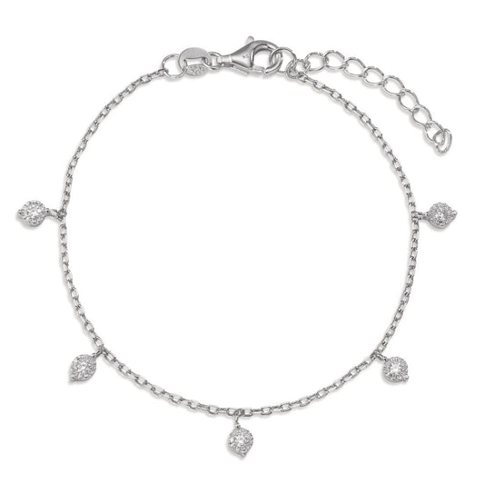 Bracciale Argento Zirconia 5 pietra rodiato 15.5-18.5 cm