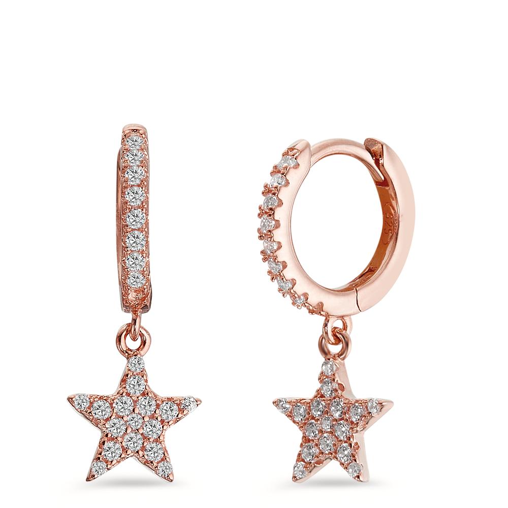 Orecchini circolari Argento Zirconia rosa dorato Stella