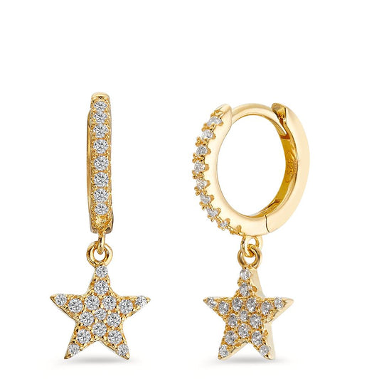 Orecchini circolari Argento Zirconia giallo dorato Stella