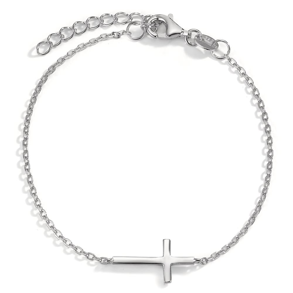 Bracciale Argento rodiato Croce 15.5-18.5 cm