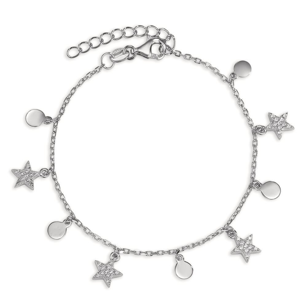 Bracciale Argento Zirconia rodiato Stella 16-19 cm