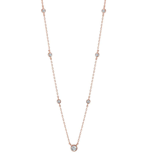 Collana Argento Zirconia 7 pietra rosa dorato 35-40 cm