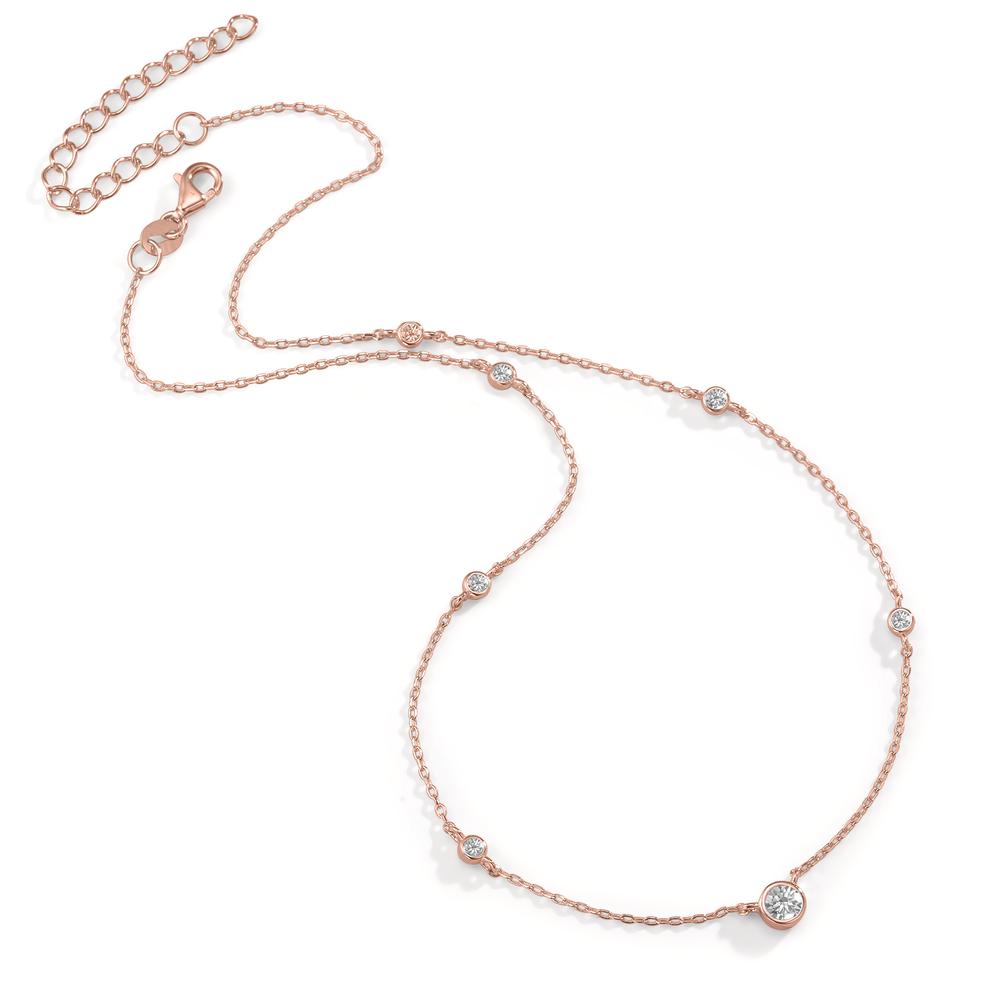 Collana Argento Zirconia 7 pietra rosa dorato 35-40 cm