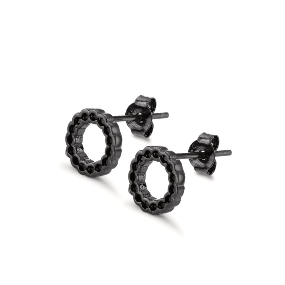 Orecchini a bottone Argento Zirconia nero rodiato Ø8.5 mm