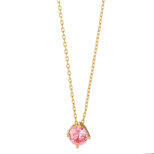 Collana Argento Zirconia rosa giallo dorato 42-45 cm Ø6 mm