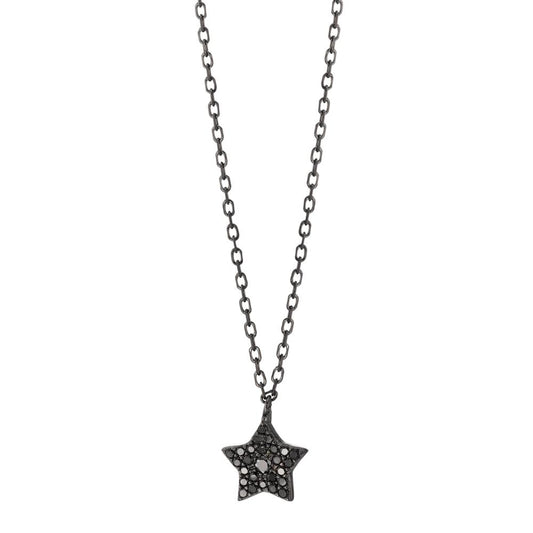 Collana Argento Zirconia nero rodiato Stella 42-45 cm