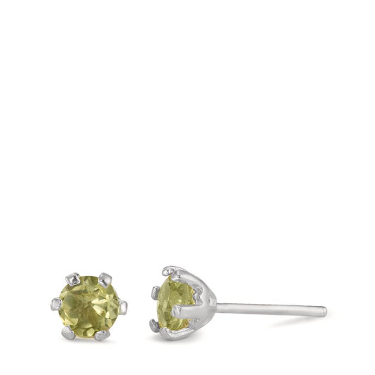 Orecchini a bottone Argento Peridoto 2 pietra rodiato Ø6.5 mm