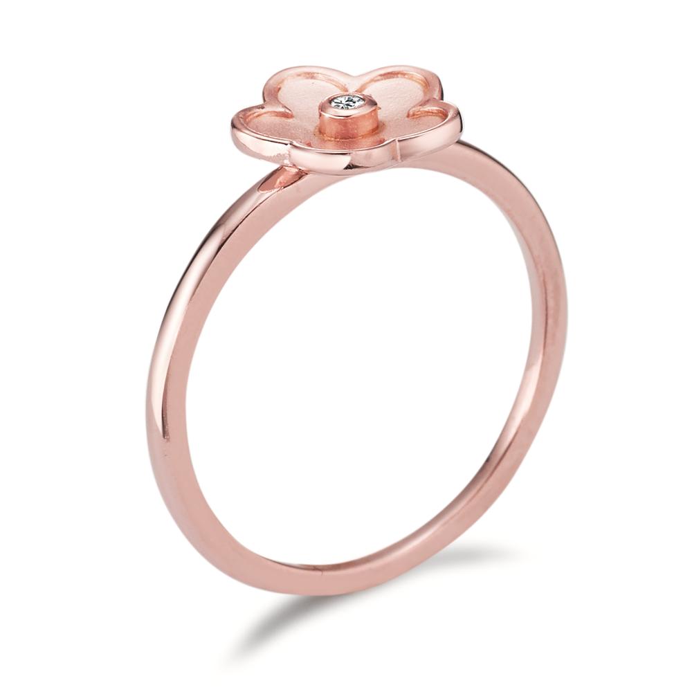 Anello Argento Zirconia rosa dorato Fiore Ø9 mm