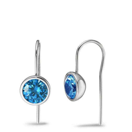 Orecchini Acciaio inossidabile Zirconia blu, 2 pietra Ø9.5 mm