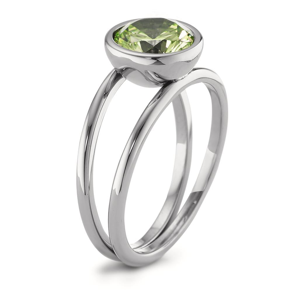 Anello Acciaio inossidabile Zirconia verde chiaro Ø9.5 mm