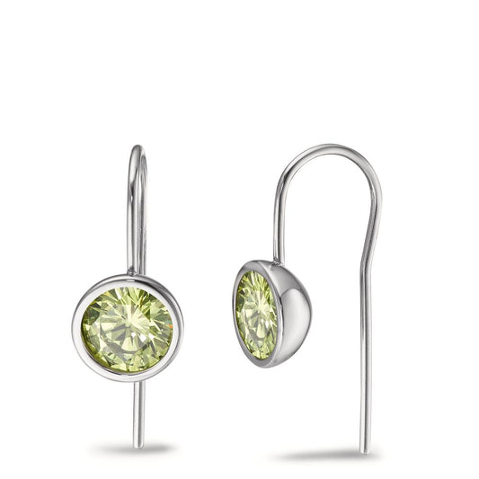 Orecchini Acciaio inossidabile Zirconia verde chiaro, 2 pietra Ø9.5 mm