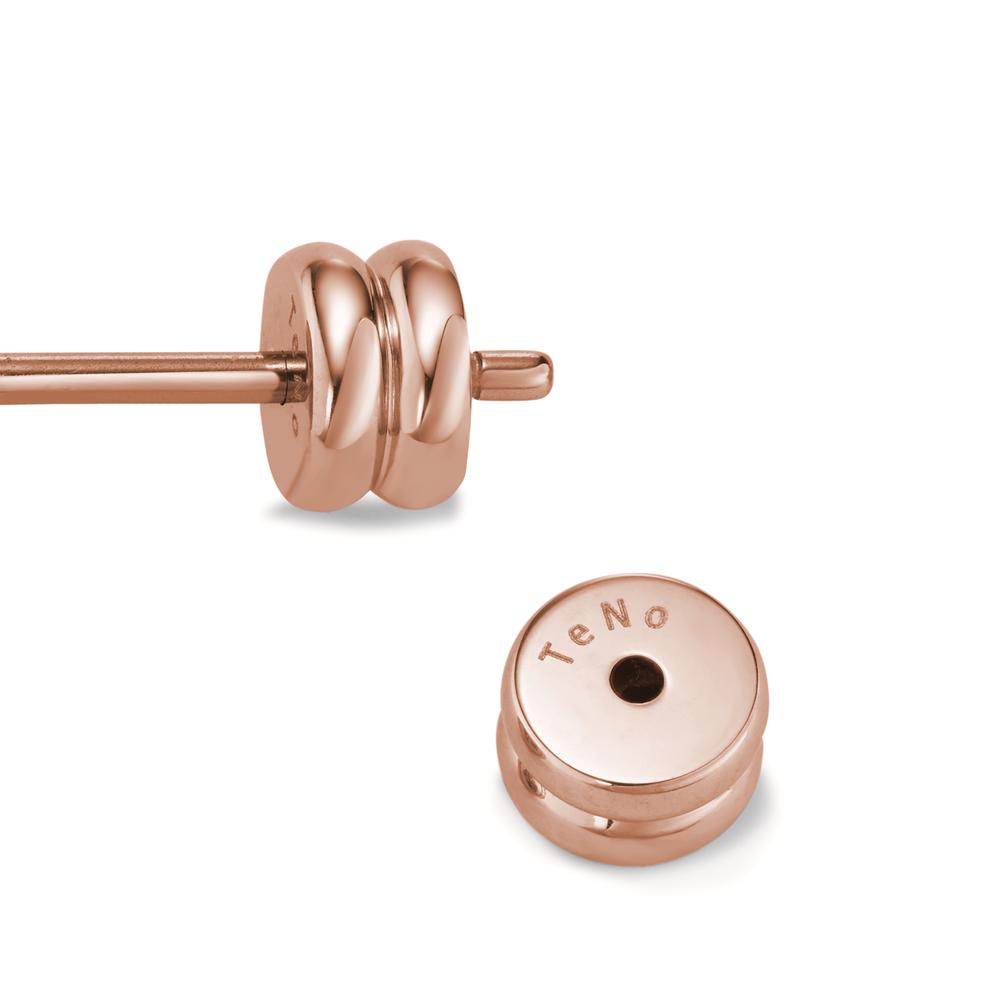 Orecchini a bottone Acciaio inossidabile Zirconia Champagne, 2 pietra rosa rivestimento IP Ø7 mm