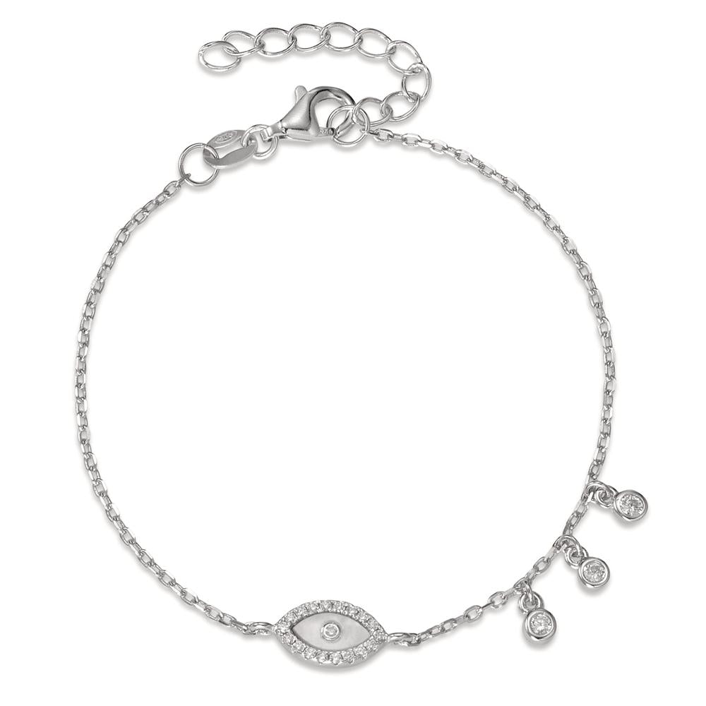 Bracciale Argento Zirconia rodiato Madreperla 16-18.5 cm