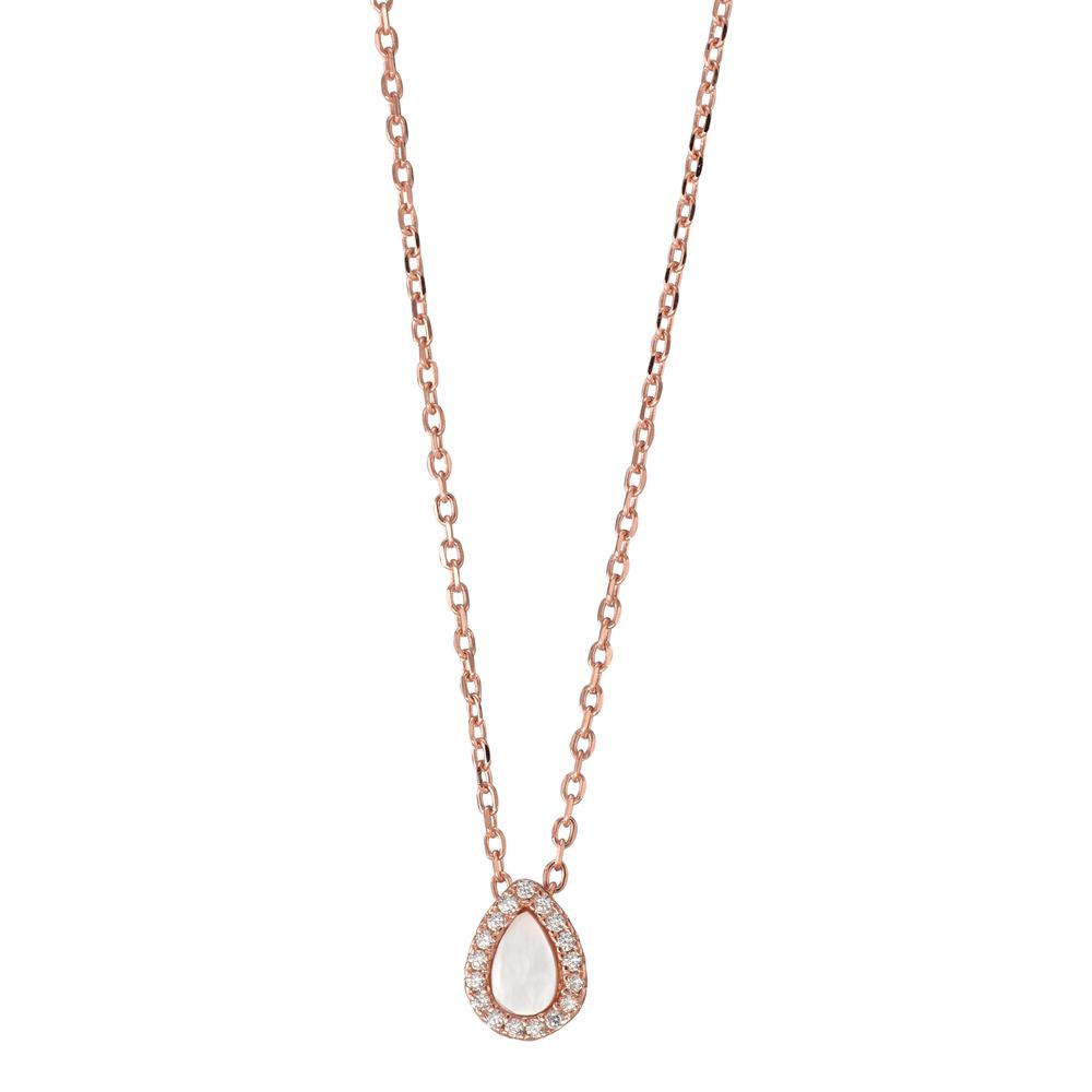 Collana Argento Zirconia rosa dorato Madreperla 40-45 cm