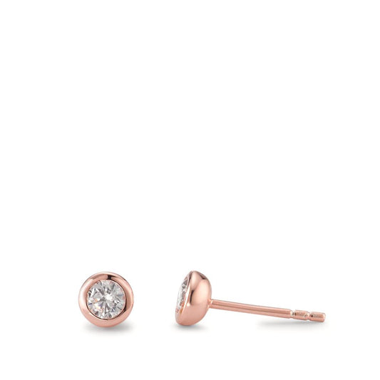 Orecchini a bottone Argento Zirconia 2 pietra rosa dorato Ø5 mm