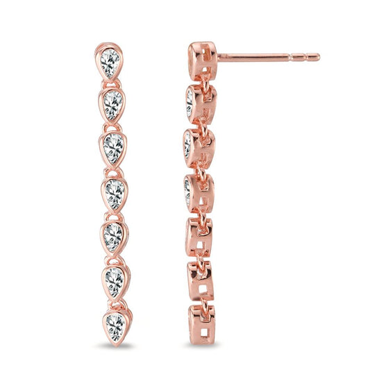 Orecchini Argento Zirconia 14 pietra rosa dorato