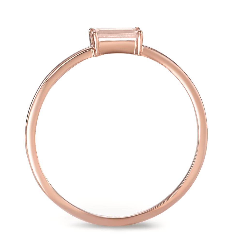 Anello solitario Oro rosa 375/9k Quarzo rosa [Baguette]