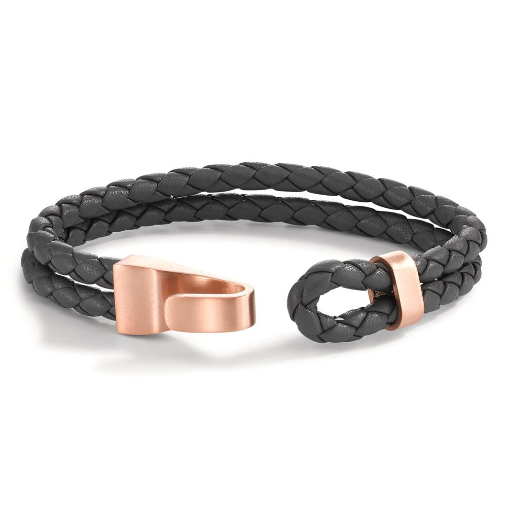 Bracciale Pelle, Acciaio inossidabile rosa rivestimento IP 21 cm