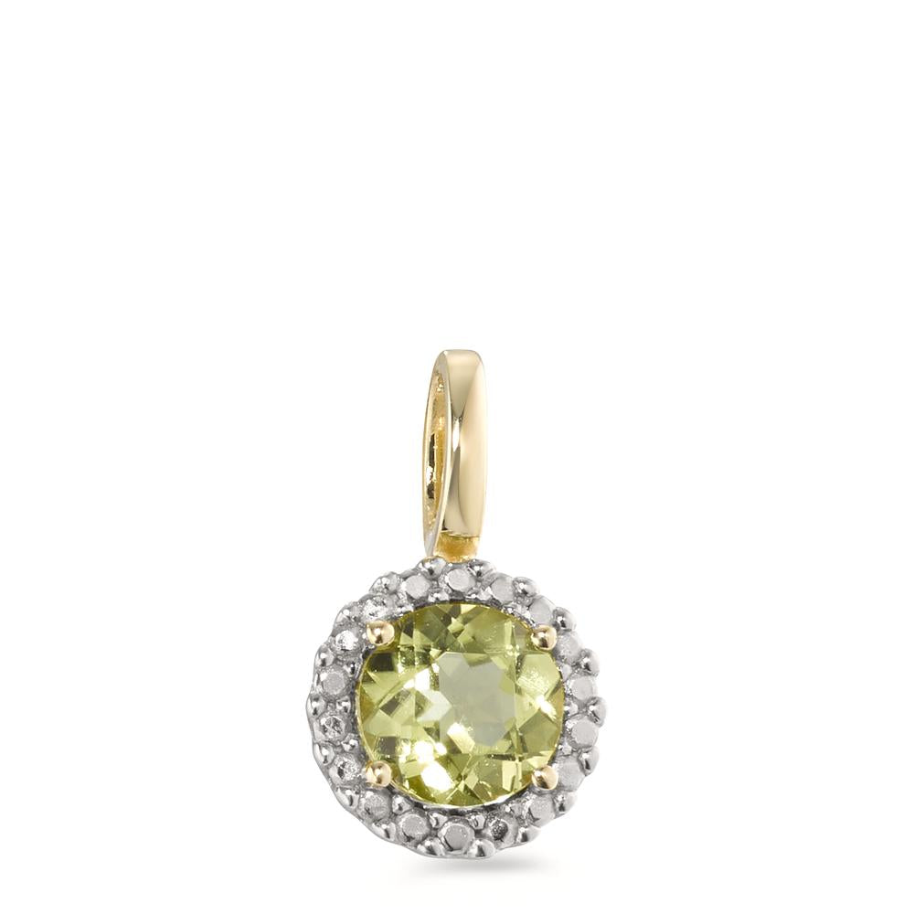 Ciondolo Oro giallo 375/9K Peridoto verde bicolore Ø7.5 mm