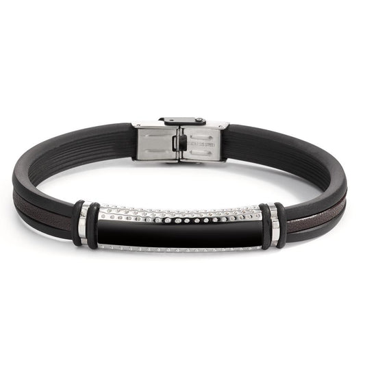 Bracciale Pelle, Acciaio inossidabile, Gomma 22 cm