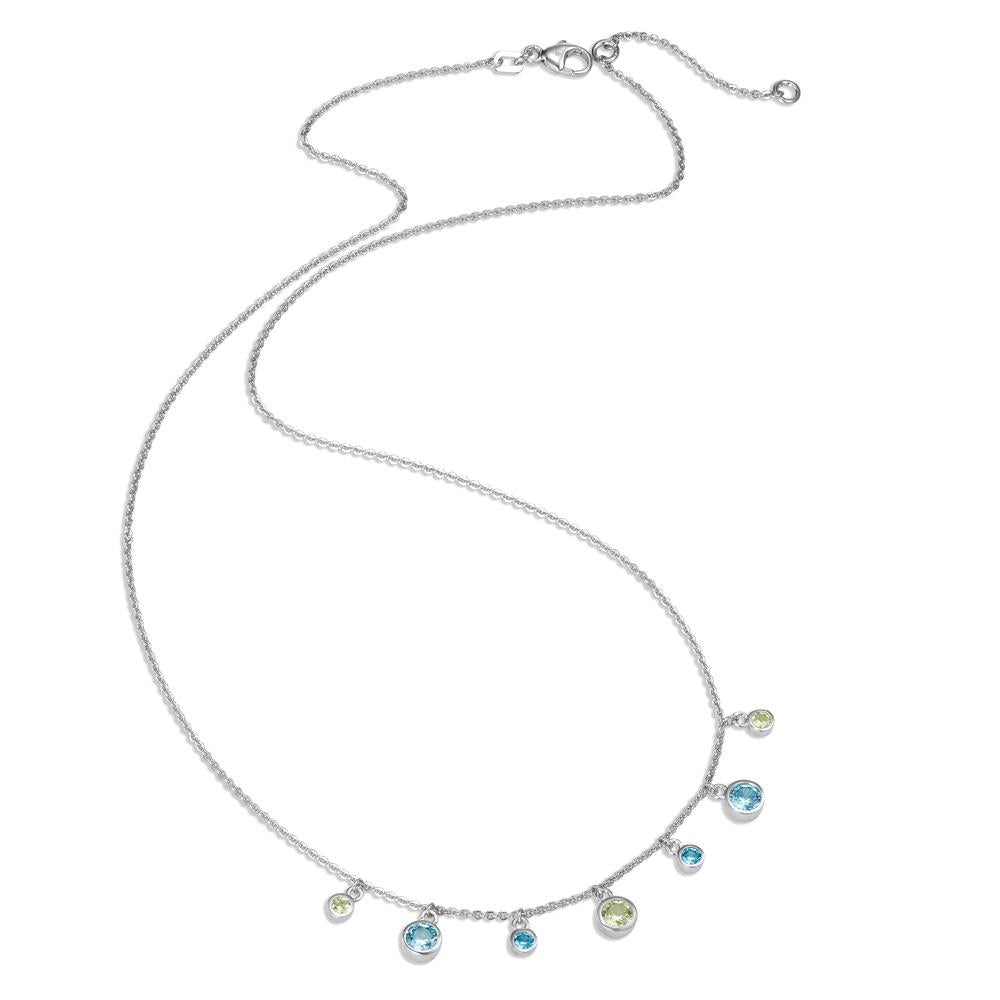 Collana Argento Zirconia colorato, 7 pietra rodiato 40-42 cm