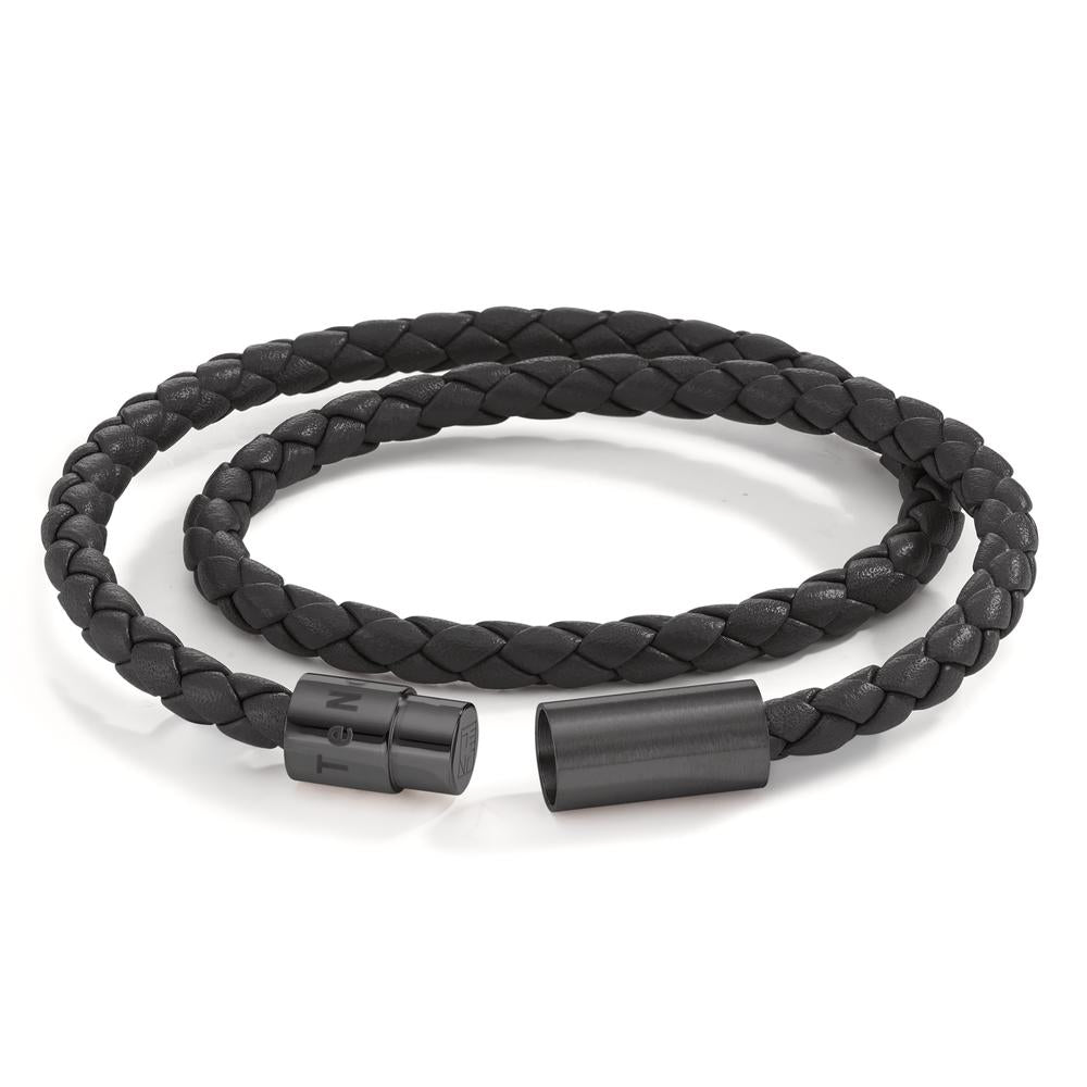 Bracciale Pelle, Acciaio inossidabile nero rivestimento IP 21 cm