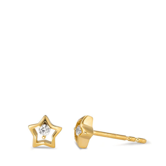 Orecchini a bottone Oro giallo 375/9K Zirconia 2 pietra Stella Ø6 mm