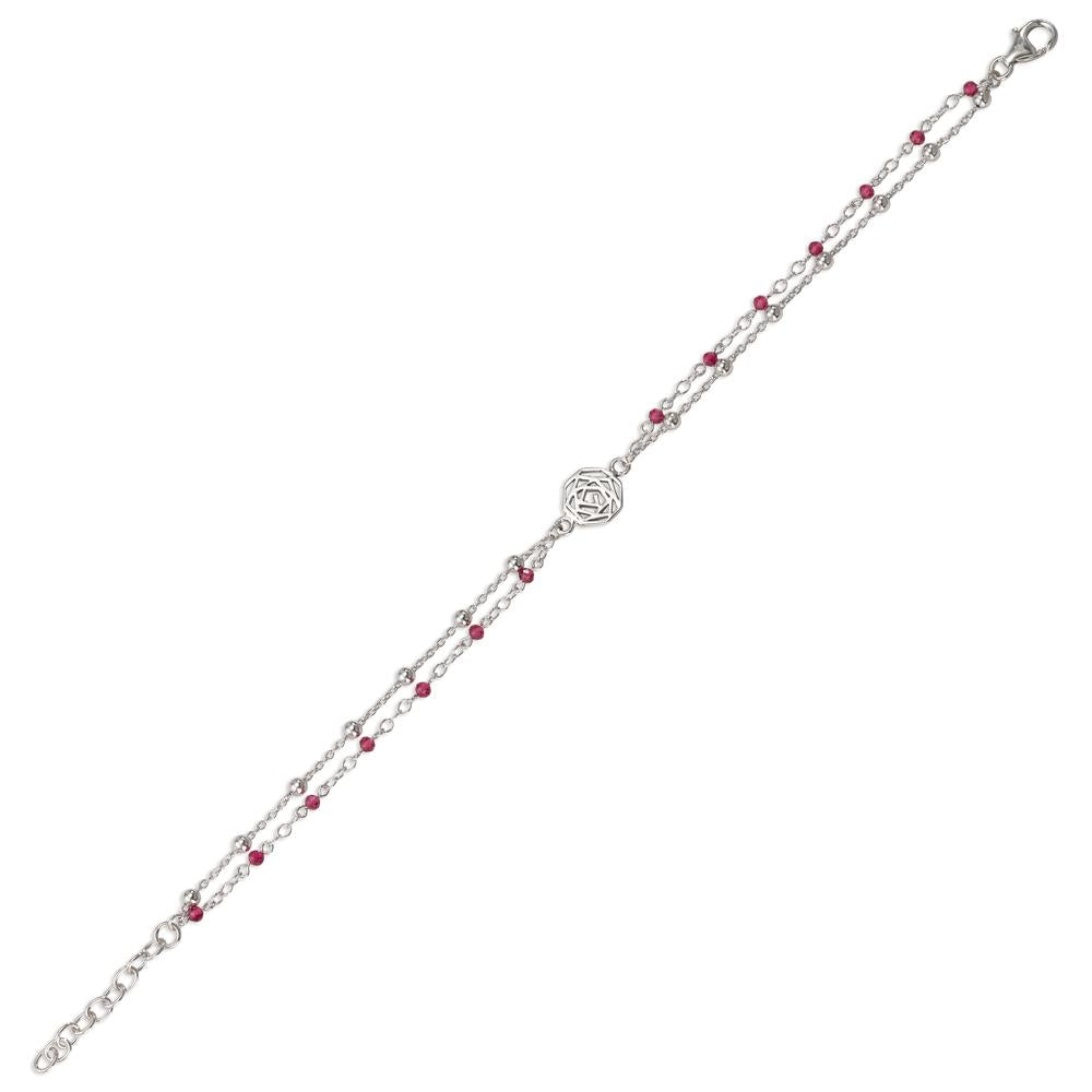 Bracciale Argento Zirconia bordeaux, 14 pietra rodiato Rosa 17-19 cm