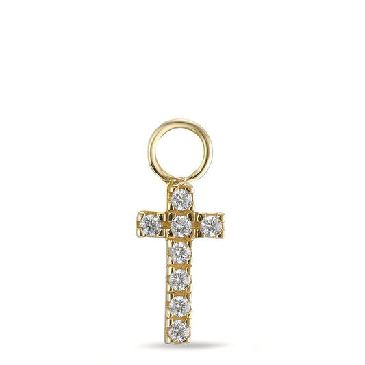 Charms ciondoli Oro giallo 750/18 carati Zirconia 7 pietra Croce