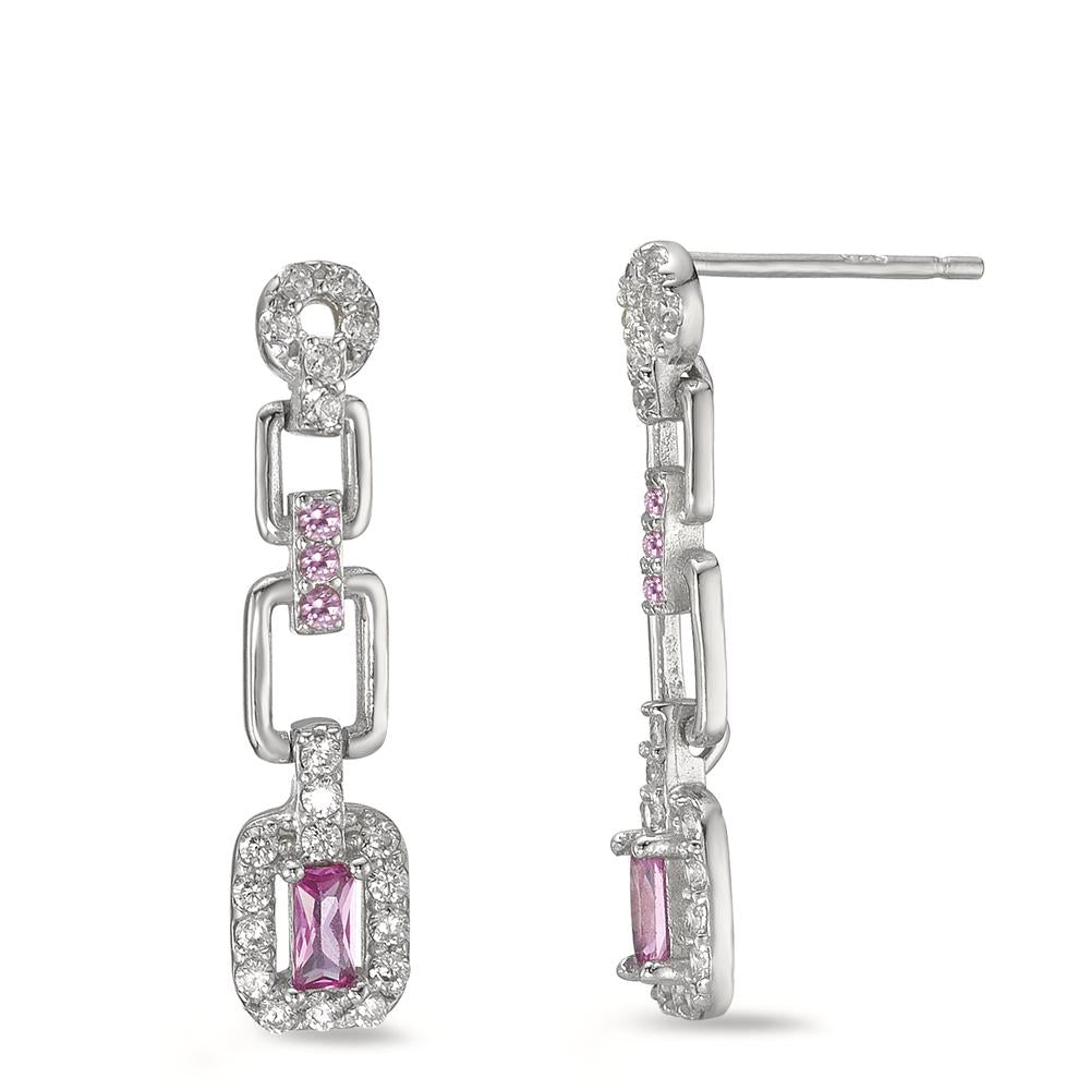 Orecchini Argento Zirconia rosa rodiato