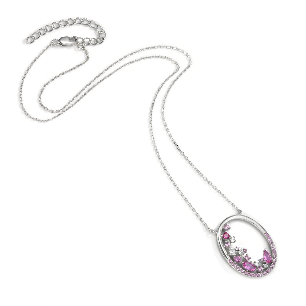 Collana Argento Zirconia rosa rodiato 39-43 cm