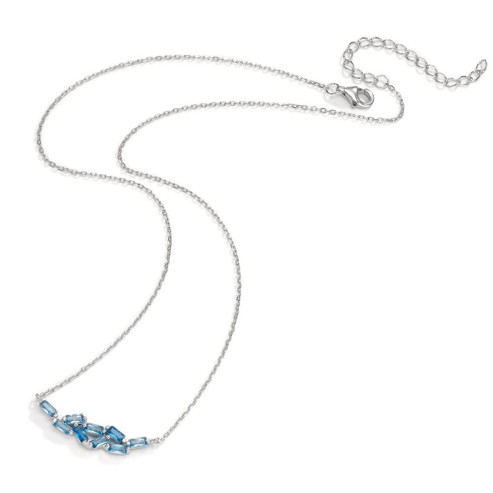 Collana Argento Zirconia blu, 9 pietra rodiato 39-44 cm