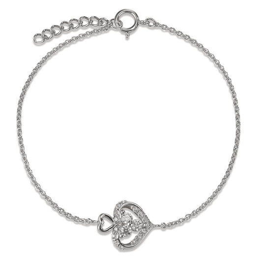 Bracciale Argento Zirconia rodiato Cuore 17-19 cm