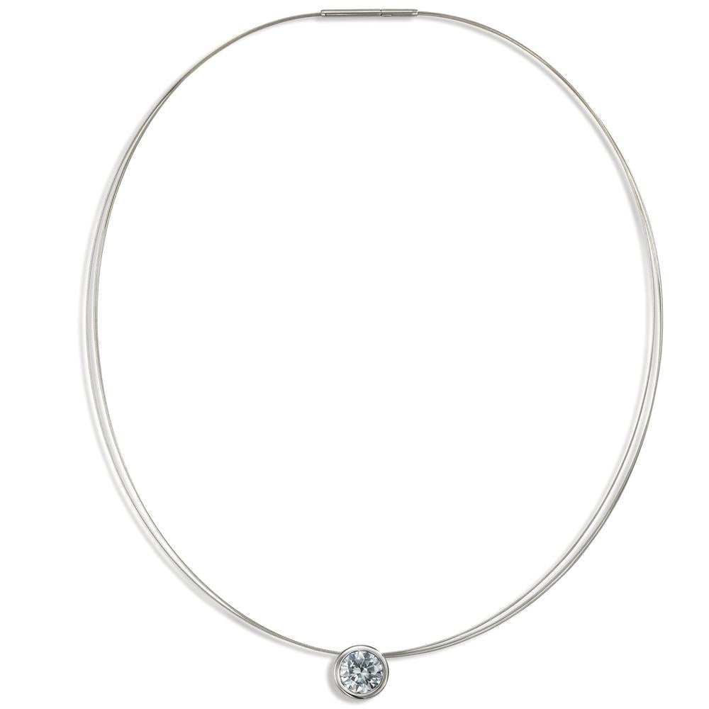 Collana Acciaio inossidabile Zirconia bianco 42 cm Ø13 mm