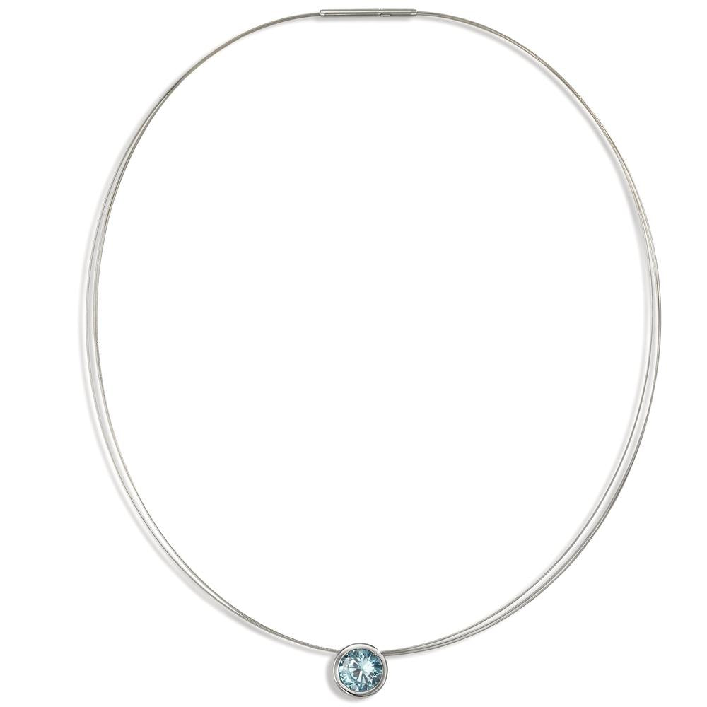 Collana Acciaio inossidabile Zirconia blu 42 cm Ø13 mm