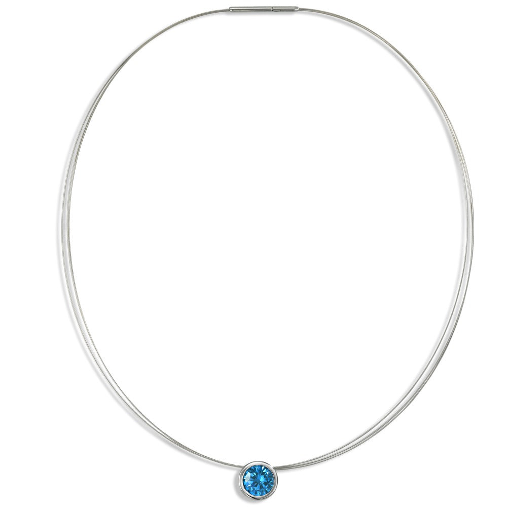 Collana Acciaio inossidabile Zirconia blu 42 cm Ø13 mm