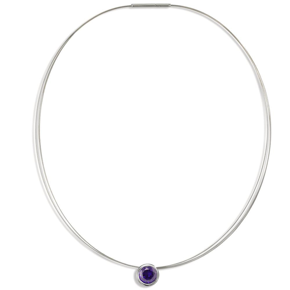 Collana Acciaio inossidabile Zirconia Viola 42 cm Ø13 mm