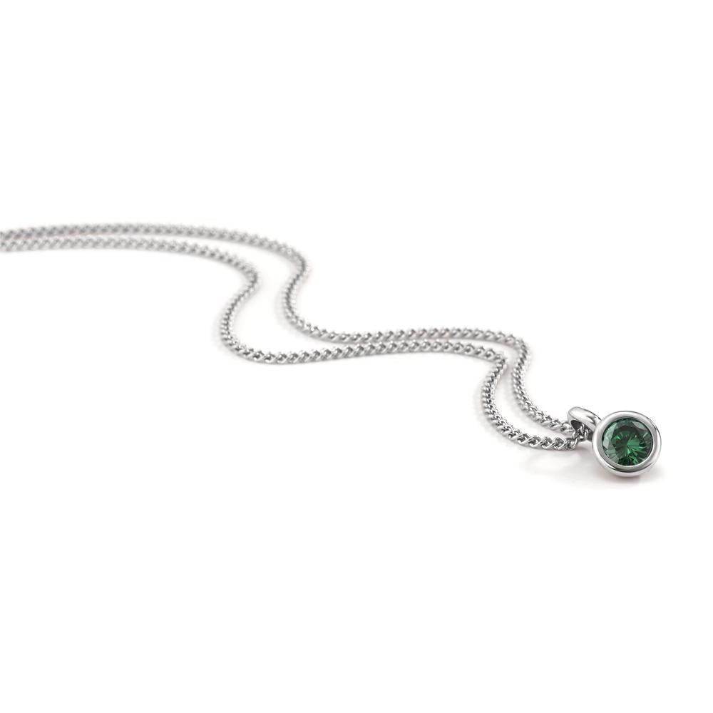 Catena con ciondolo Acciaio inossidabile Zirconia verde 42 cm Ø7 mm