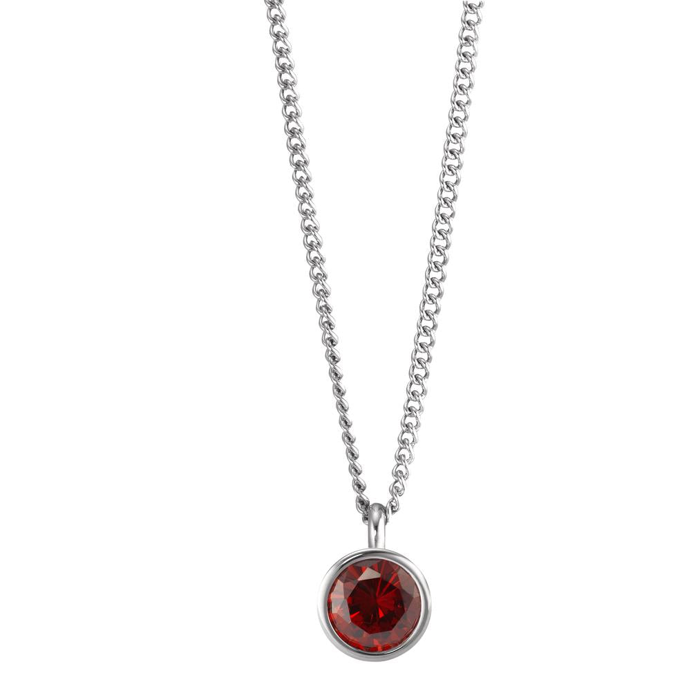 Catena con ciondolo Acciaio inossidabile Zirconia rosso 42 cm Ø9.5 mm