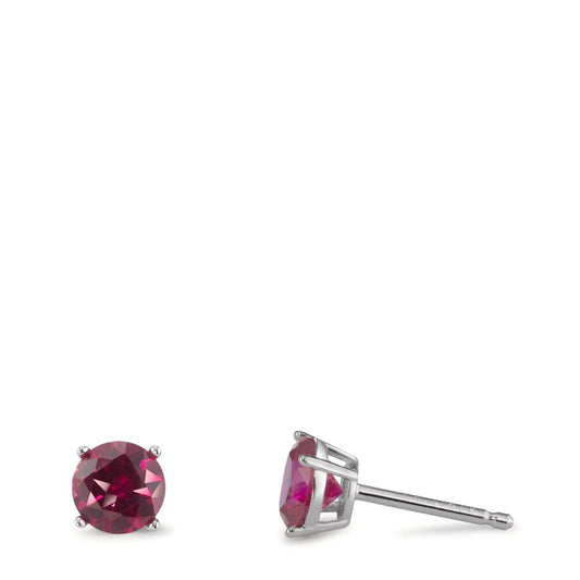 Orecchini a bottone Argento Zirconia bordeaux, 2 pietra rodiato Ø6 mm