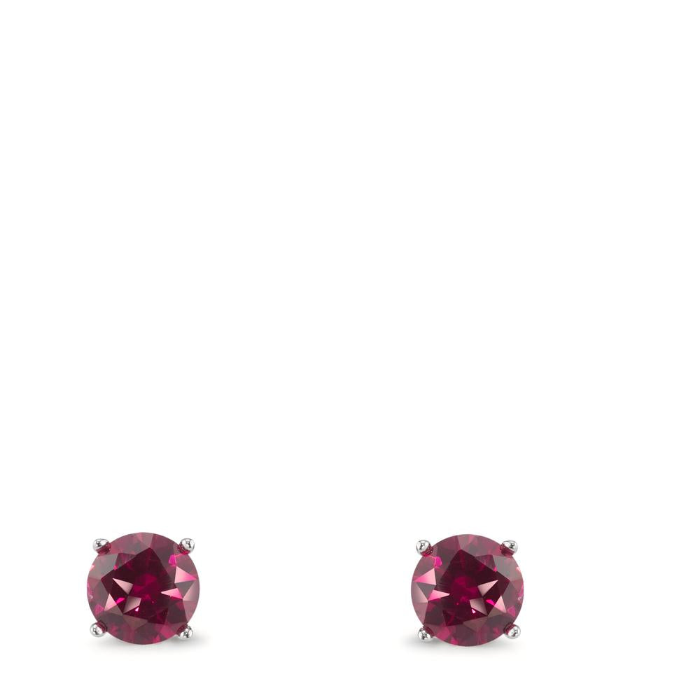 Orecchini a bottone Argento Zirconia bordeaux, 2 pietra rodiato Ø6 mm